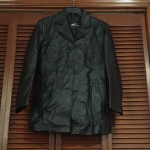 black leather jacket